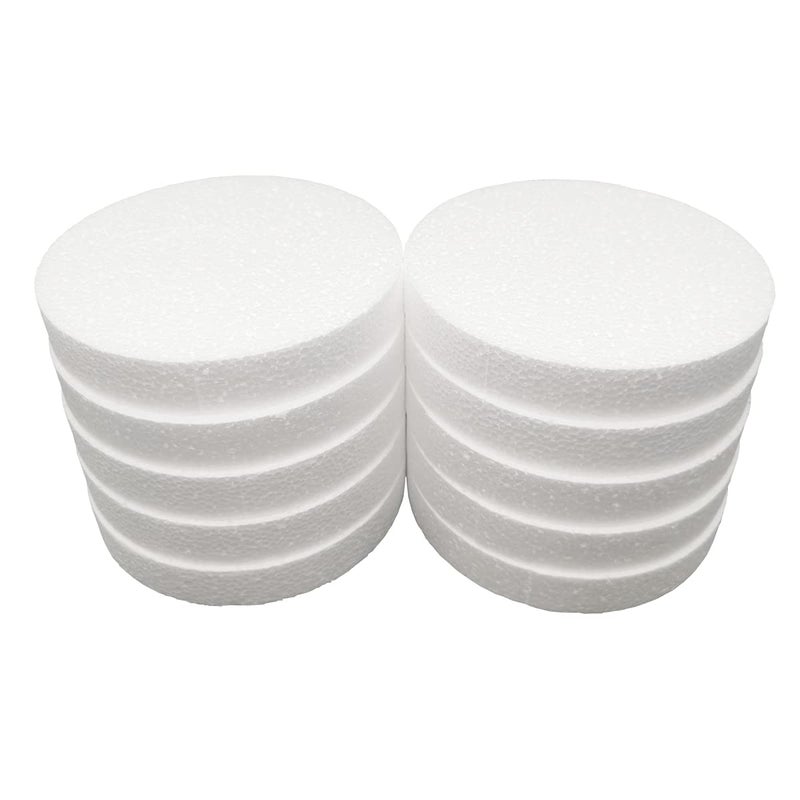 FFchuanhe 6 Inch 10-Pack Foam Circles for Crafts (1"" Thick), Polystyrene Round Foam Disc for DIY Projects, Cakes and Decorations, Sculpture, Modeling, Arts and Crafts Supplies.(White) - Image 2